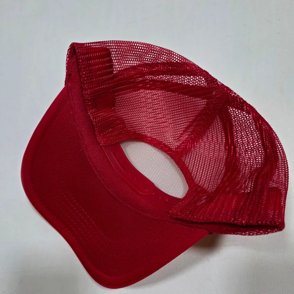 Port Sandz Trucker Hat Mens Surf Red Peace Sign Retro Stripe Mesh Snapback Cap